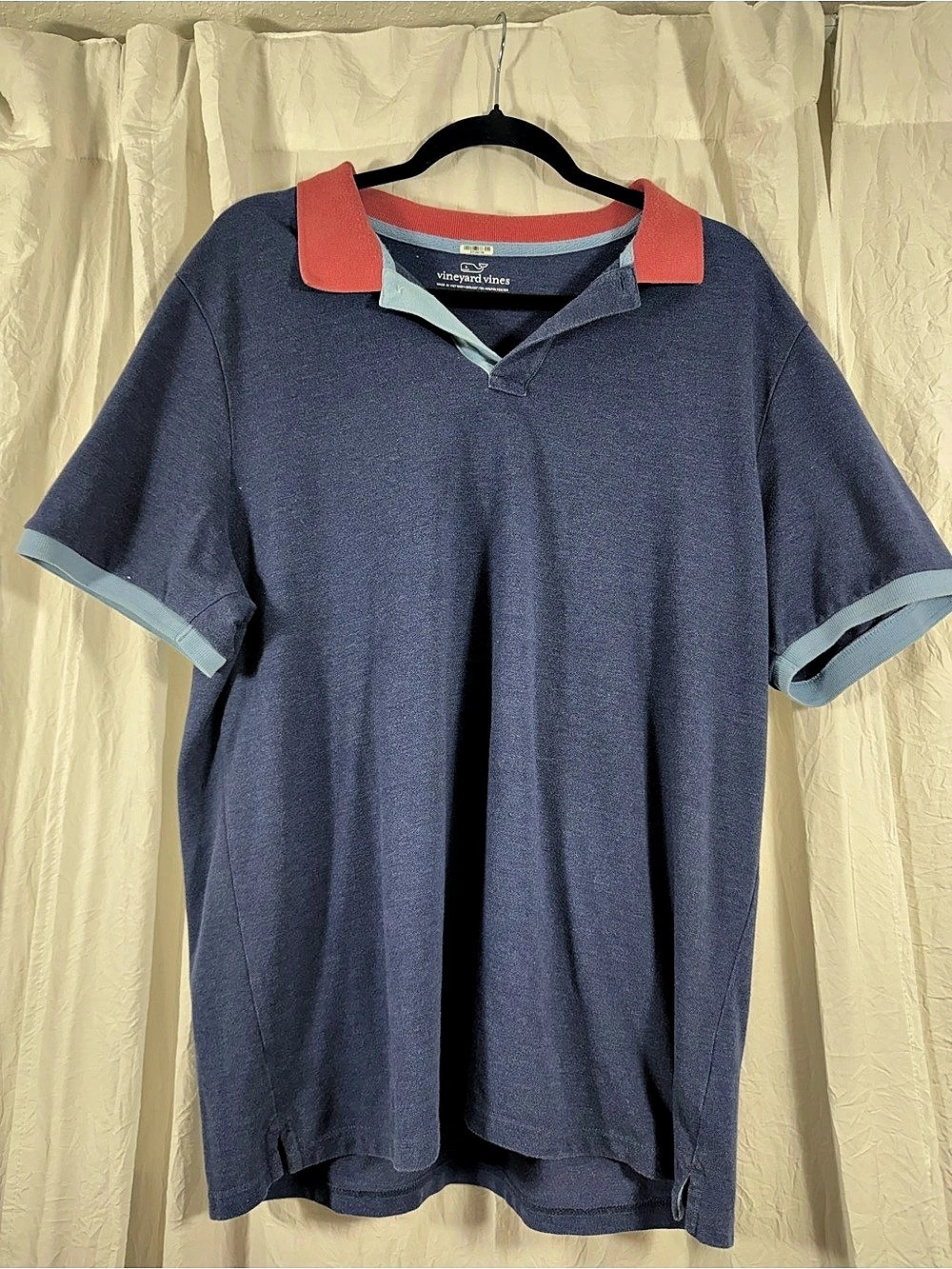 vineyard vines Color Block Polo in Blue & Pink Size Large Like New
